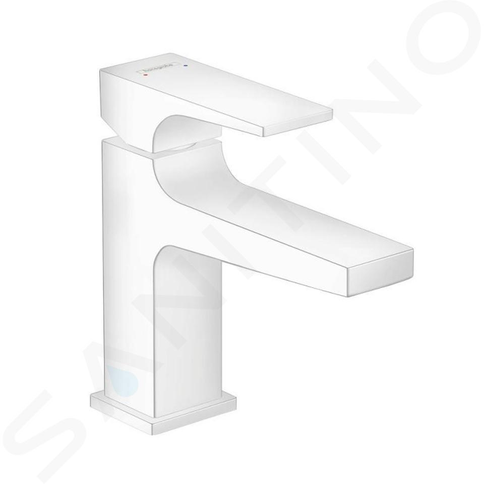 Hansgrohe Metropol - Bateria umywalkowa z kompletem odpływowym Push-Open, biały  mat 32500700