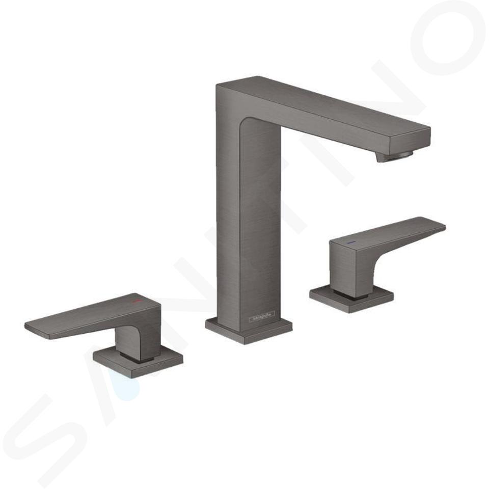 Hansgrohe Metropol - Baterie lavoar cu evacuare Push-Open, instalare cu 3 orificii, crom negru periat 32515340