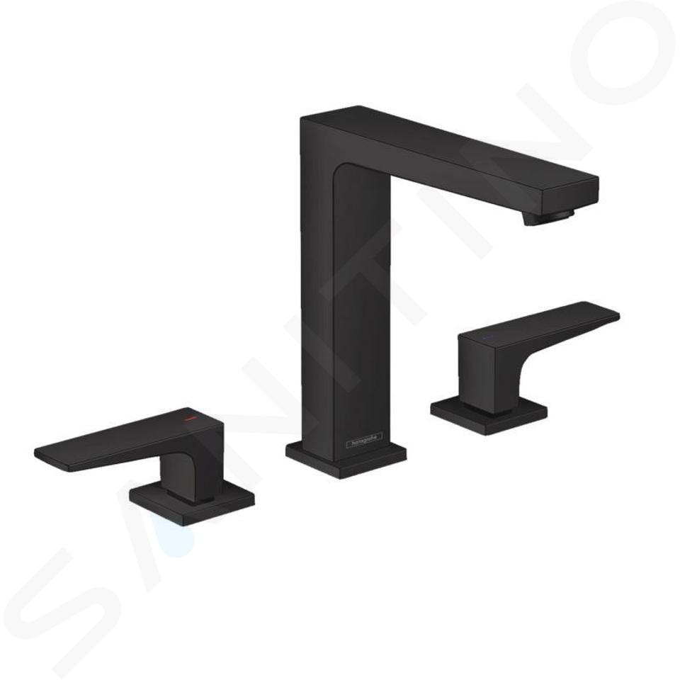 Hansgrohe Metropol - Grifo de lavabo, con desagüe Push-Open, instalación de 3 orificios, negro mate 32515670