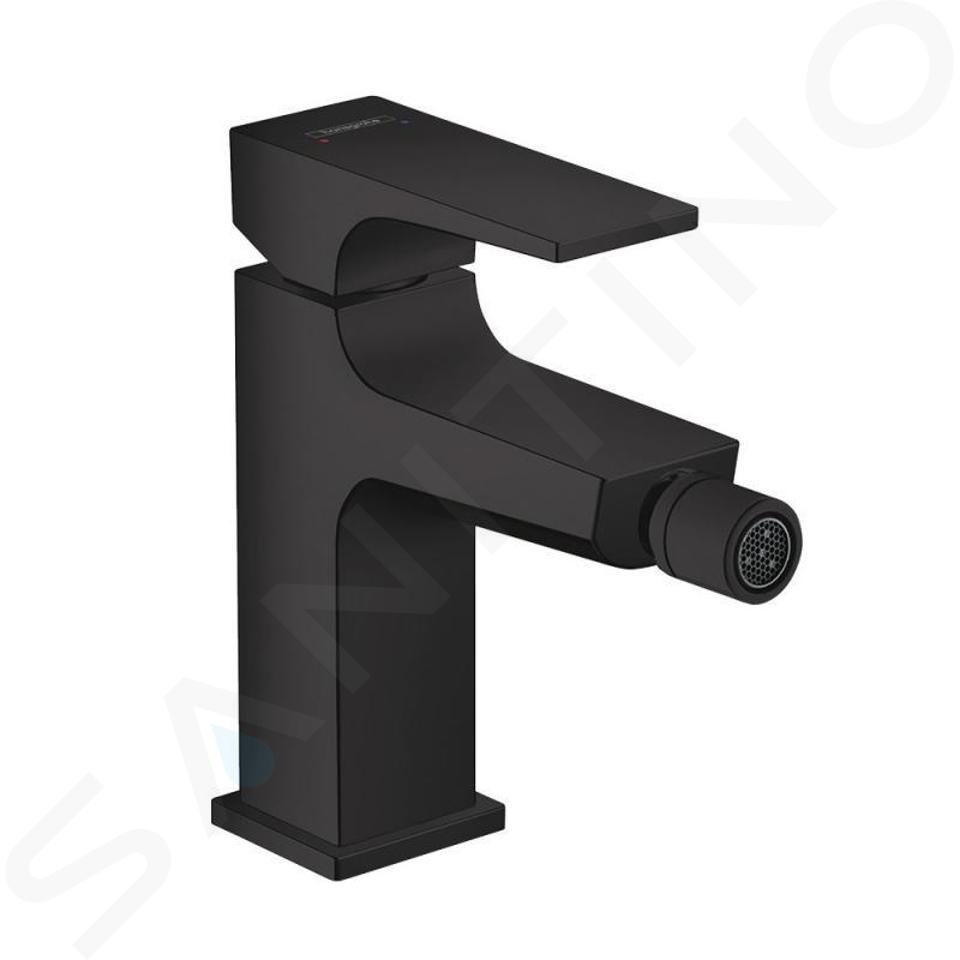 Hansgrohe Metropol - Bateria bidetowa z kompletem odpływowym Push-Open, czarny mat 32520670