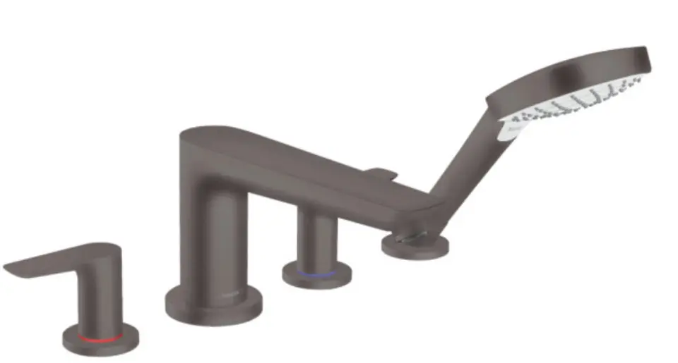 Hansgrohe Talis E - Baterie cu montare pe cadă, instalare cu 4 găuri, crom negru periat 71748340