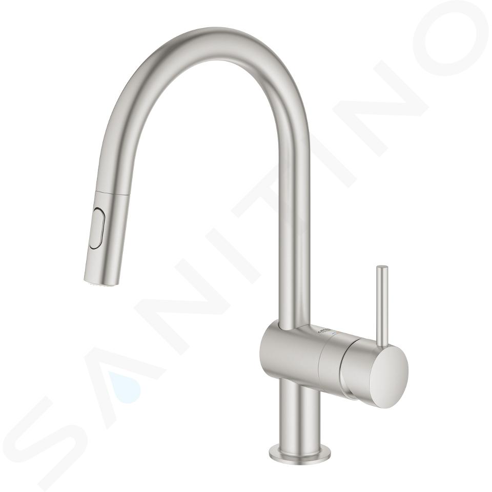 Grohe Minta - Miscelatore da lavello con doccetta estraibile, supersteel  32321DC2