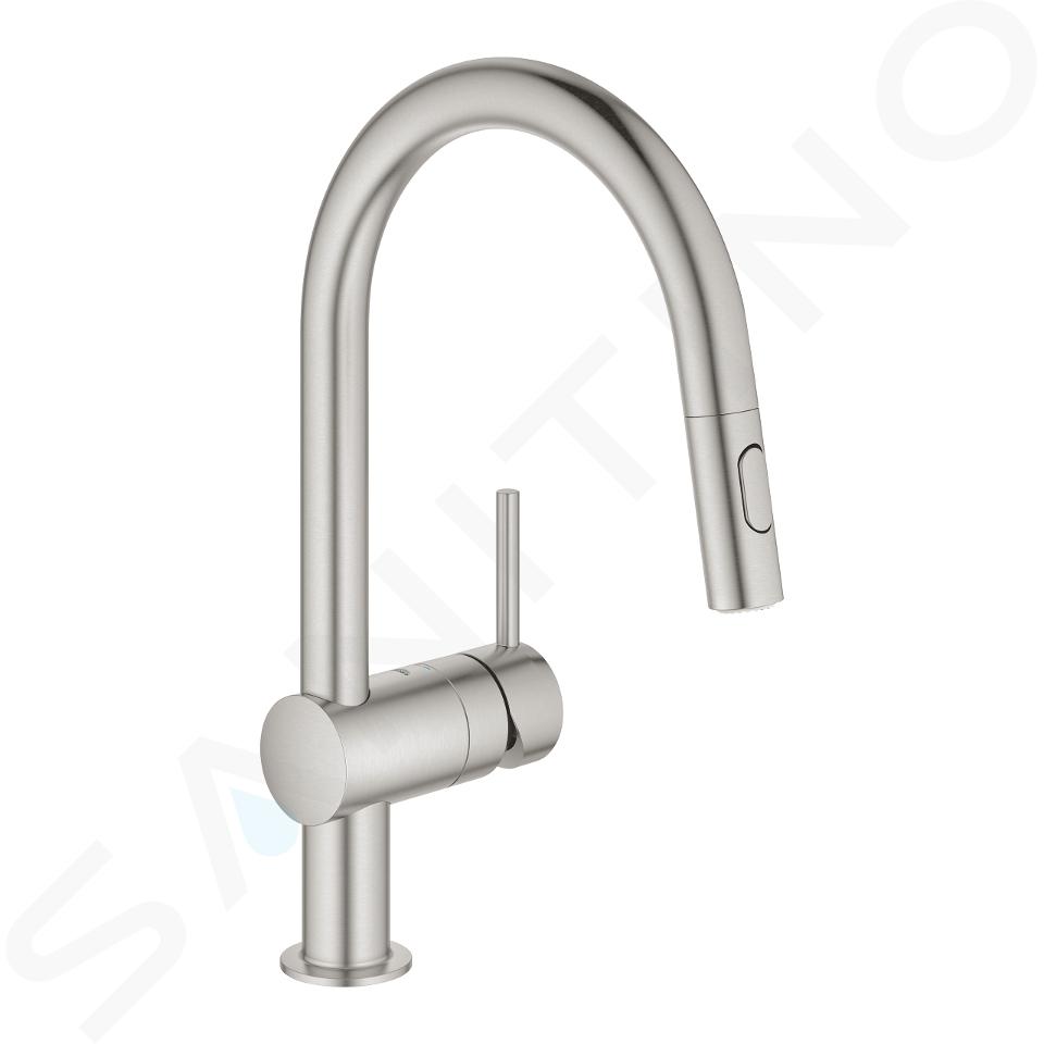 Grohe Minta - Miscelatore da lavello con doccetta estraibile, supersteel 32321DC2