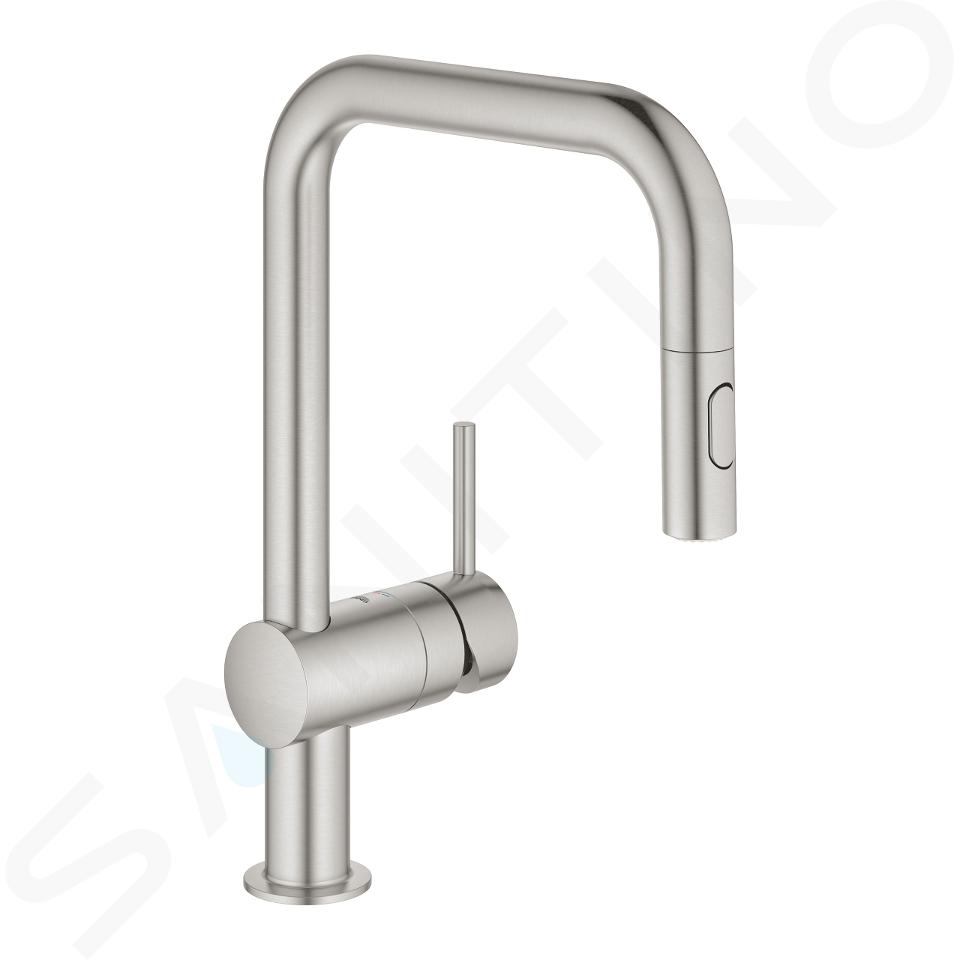 Grohe Minta - Drezová batéria s vyťahovacou spŕškou, supersteel 32322DC2