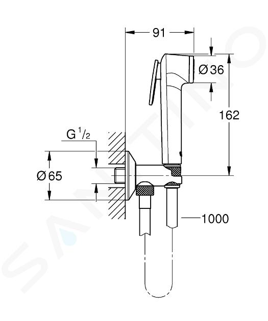 Grohe Tempesta-F - Doccetta a mano per bidet con supporto e tubo flessibile  1,25 m, cromata 26354000