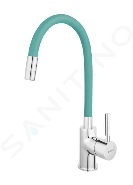 Novaservis Ferro - Grifo de fregadero con brazo flexible, menta/cromo 70710,0M