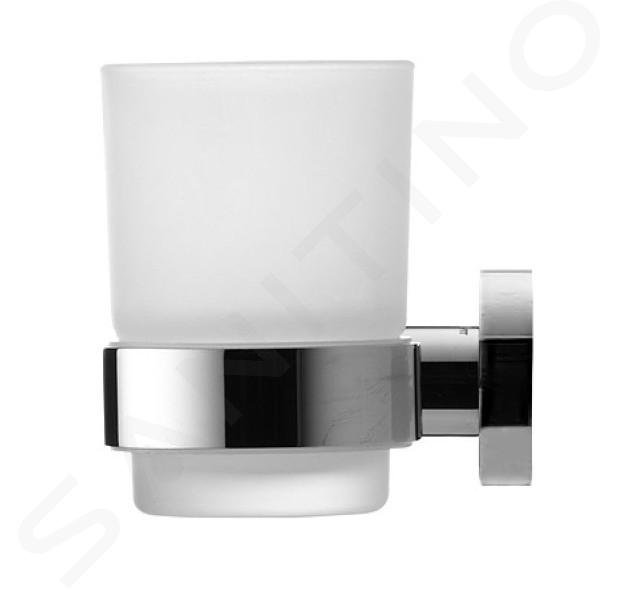 Duravit D-Code - Portaspazzolino e dentifricio con supporto, sinistro, vetro bianco/cromo 0099191000