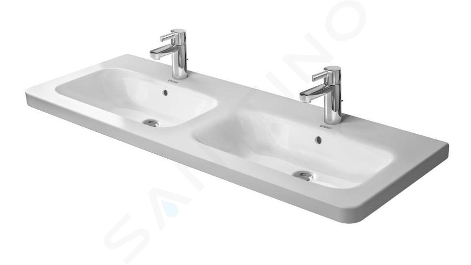 Duravit DuraStyle - Lavabo a doppia vasca da mobile 130x48 cm, con 1 foro per miscelatore, con WonderGliss, bianco alpino 23381300001