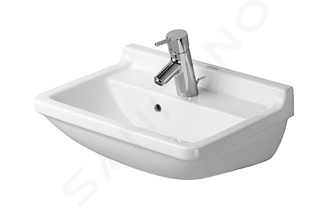 Duravit Starck 3 - Umywalka 500x360 mm, z 1 otworem na baterię, z WonderGliss, biel alpejska 03005000001