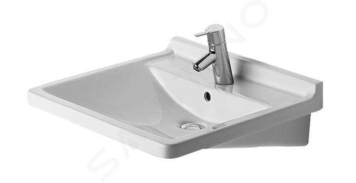 Duravit Starck 3 - Lavabo 600x545 mm, senza barriere, 1 foro per miscelatore, con WonderGliss, bianco alpino 03096000001