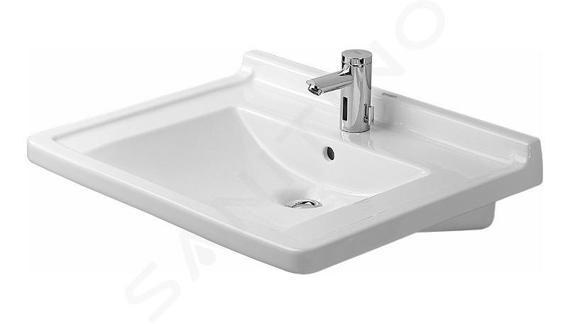 Duravit Starck 3 - Waschtisch 70x55 cm, barrierefrei, mit 1 Hahnloch, mit WonderGliss, Alpinweiß 03097000001