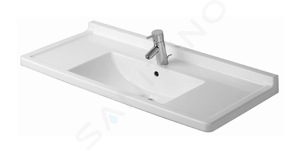Duravit Starck 3 - Umývadlo nábytkové 105x49 cm, s 1 otvorom na batériu, s WonderGliss, alpská biela 03041000001