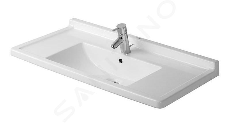 Duravit Starck 3 - Wastafel 850x485 mm, met overloop, met kraangat, WonderGliss, wit 03048000001