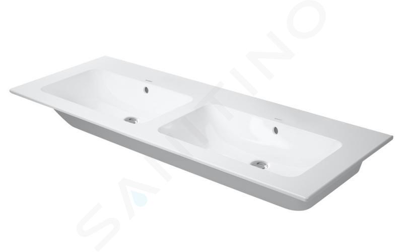 Duravit ME by Starck - Zlew meblowy podwójny 1300x490 mm z przelewem, bez otworu na baterię, biały 2336130060