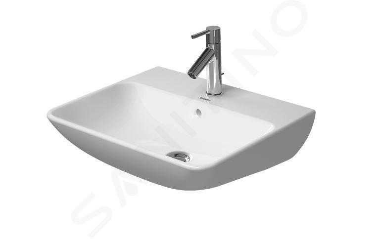 Duravit ME by Starck - Wastafel 55x44 cm, met overloop, met kraangat, WonderGliss, wit 23355500001