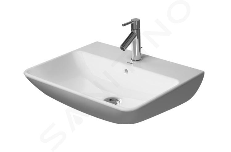 Duravit ME by Starck - Lavabo 650x490 mm, con 1 foro per miscelatore, con WonderGliss, bianco alpino 23356500001