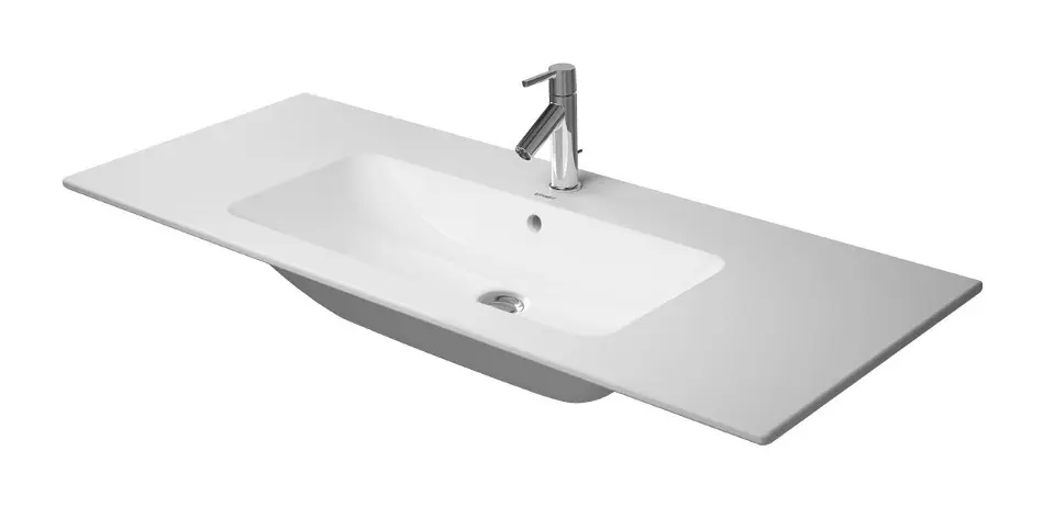 Duravit ME by Starck - Lavabo de mueble 123x49 cm, sin orificio para grifo, con WonderGliss, blanco alpino 23361200601