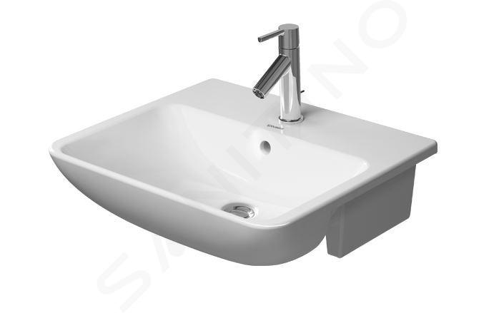 Duravit ME by Starck - Lavoar încastrat 550x455 mm, cu 1 orificiu pentru baterie, cu WonderGliss, alb alpin 03785500001