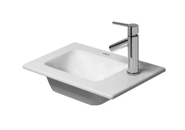 Duravit ME by Starck - Umývátko nábytkové 43x30 cm, bez přepadu, s otvorem pro baterii, bílá 0723430041