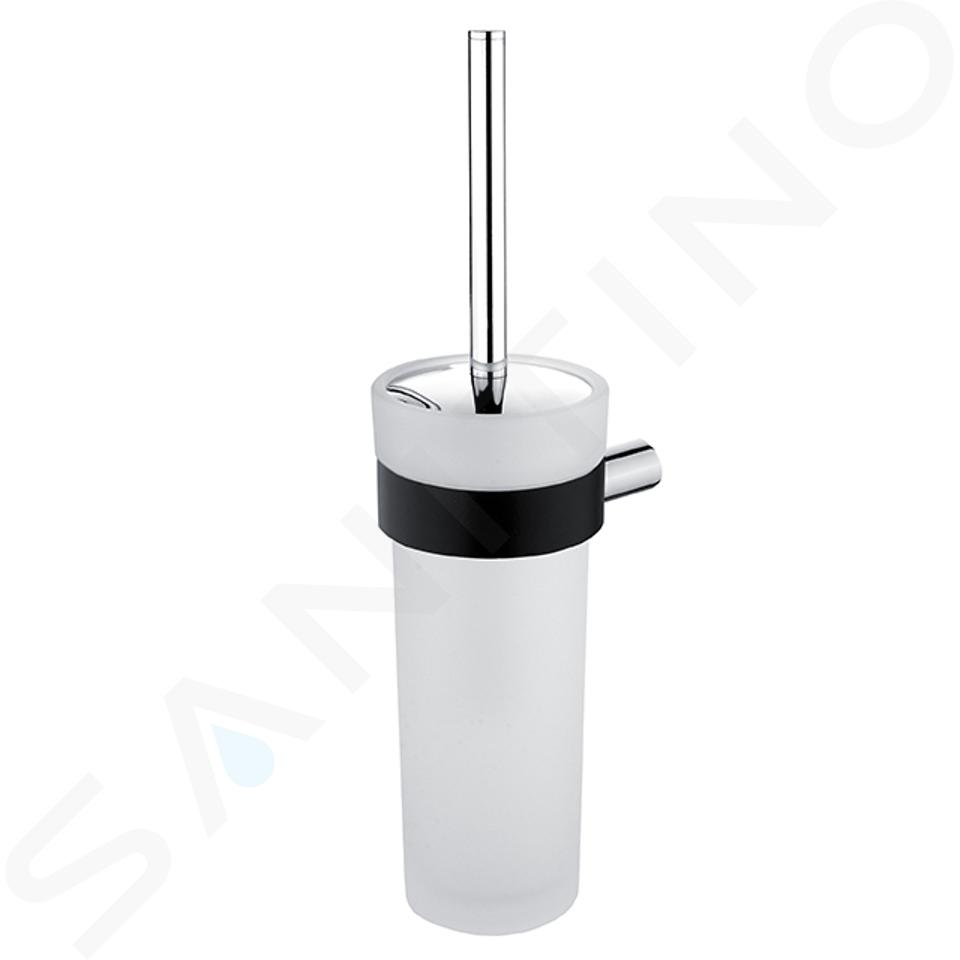 Nimco Nava - Scopino WC a parete con supporto, nero opaco/ vetro bianco NA 28094W