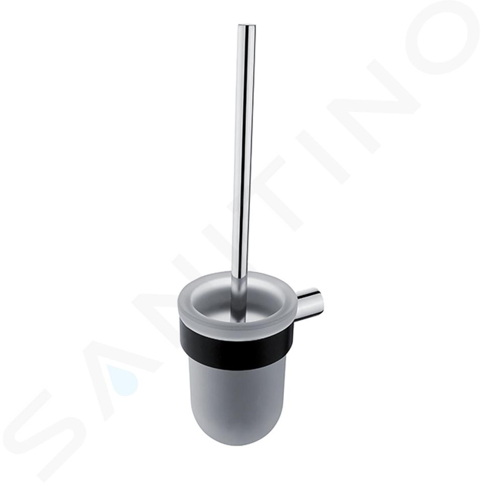 Nimco Nava - Escobilla de WC de pared con soporte, mate negro/vidrio opalino NA 28094WN