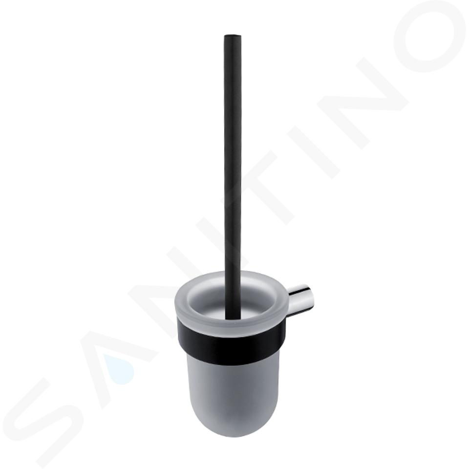 Nimco Nava - Escobilla de WC con soporte, mate negro/vidrio opalino NA 28094WN-b