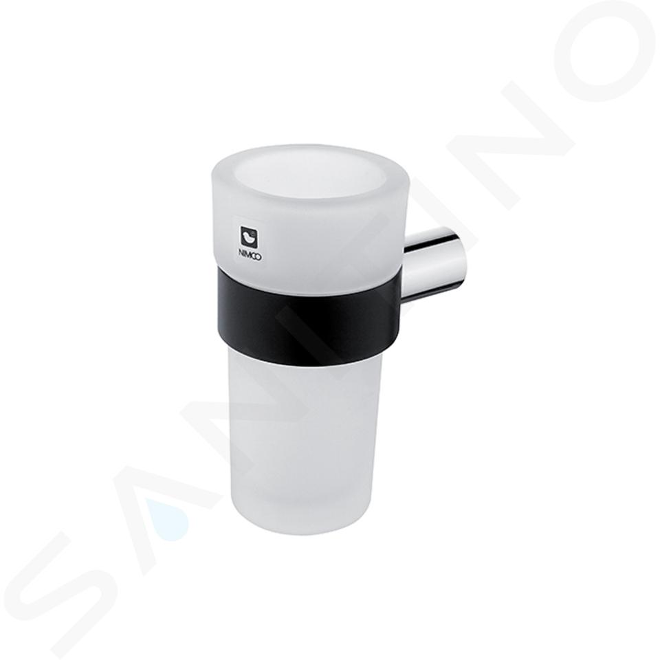 Nimco Nava - Escobilla de WC de pared con soporte, mate negro/vidrio  opalino NA 28094WN