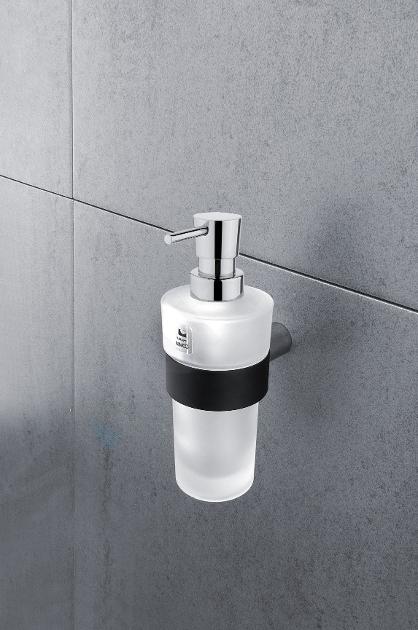 Nimco Nava - Escobilla de WC de pared con soporte, mate negro/vidrio  opalino NA 28094WN