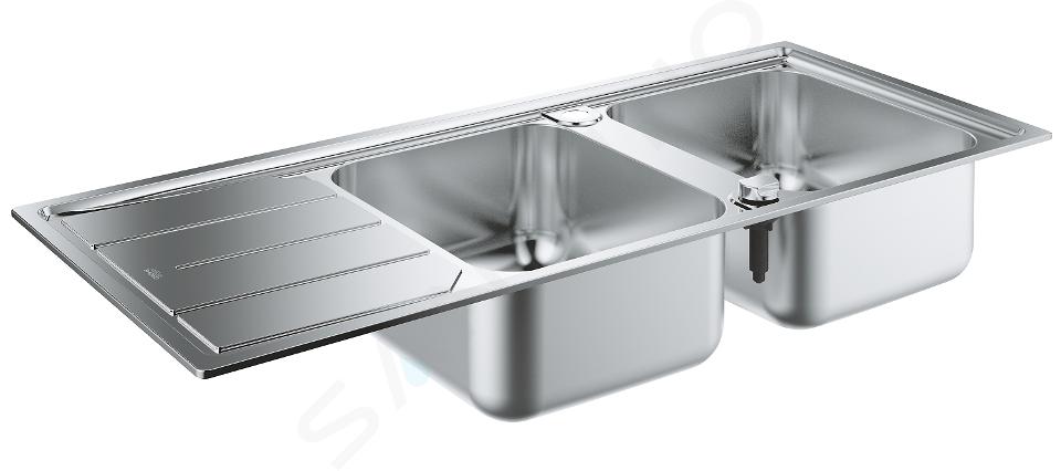 Grohe Drezy - Drez K500 z nehrdzavejúcej ocele a s automatickým odtokom, 116x50 cm 31588SD0IIJ1