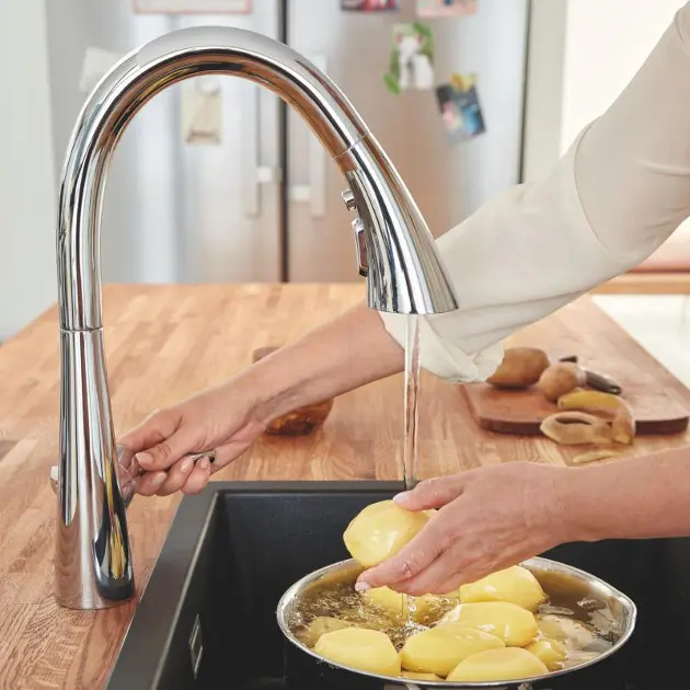 GROHE QuickFix Rubinetto da cucina, linea Start | doccetta estraibile |  sistema di fissaggio rapido | montaggio facile e veloce | Miscelatore  lavello