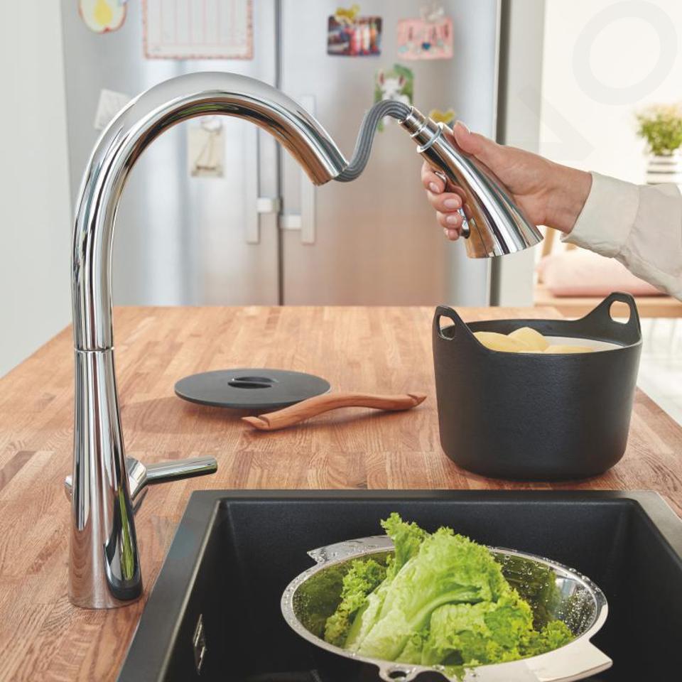 GROHE Douchette à main de cuisine Europlus Supra et Zedra chrome