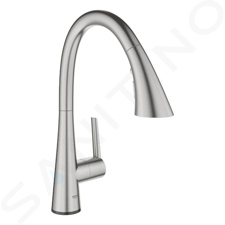 Grohe ZedraTouch - Elektroniczna bateria zlewozmywakowa z wyciąganą wylewką, Supersteel 30219DC2