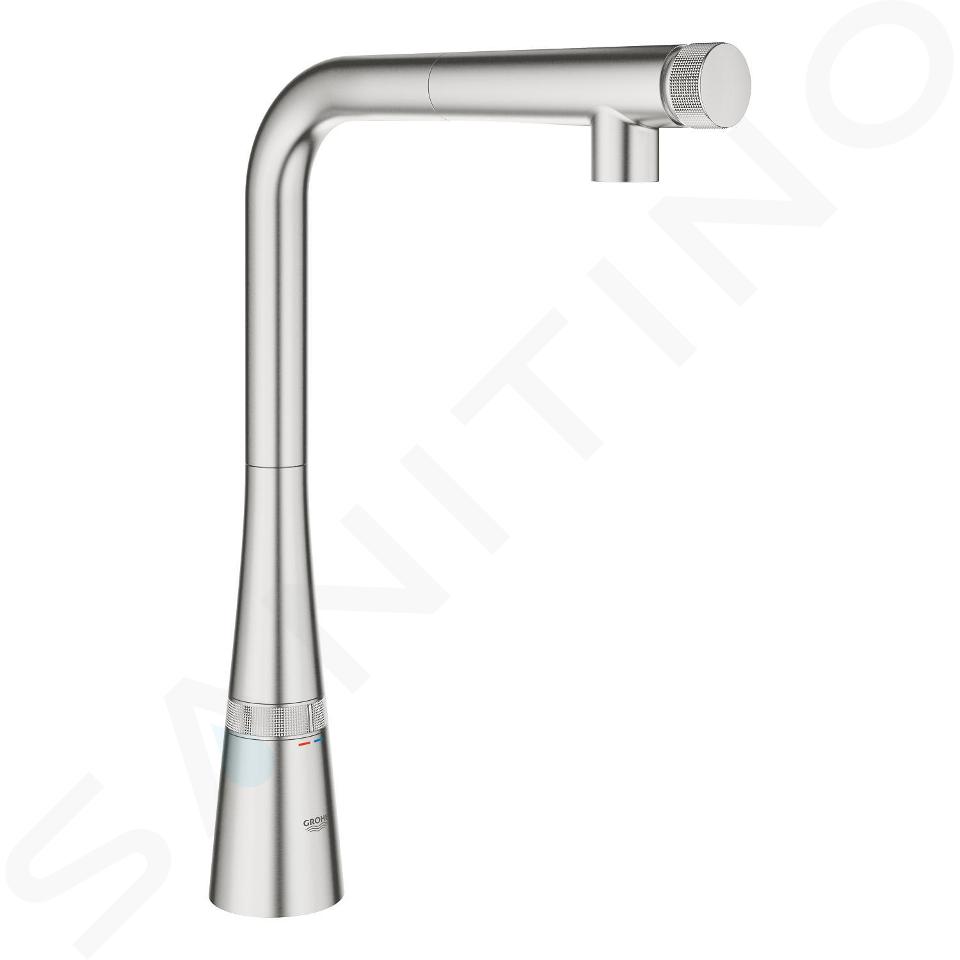 Grohe Zedra SmartControl - Dřezová baterie s výsuvnou koncovkou, SmartControl, supersteel 31593DC2