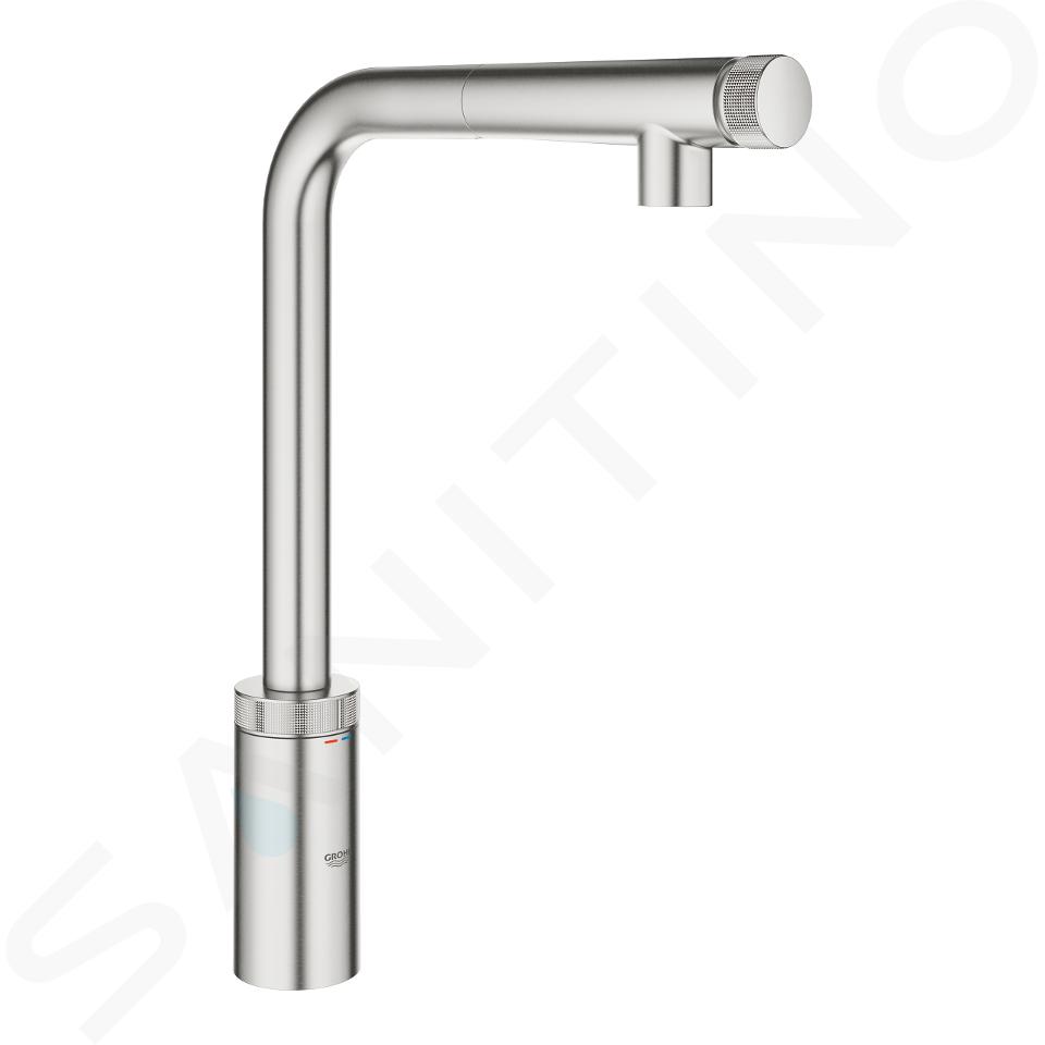 Grohe Minta SmartControl - Mitigeur d'évier avec douchette extractible, SmartControl, supersteel 31613DC0