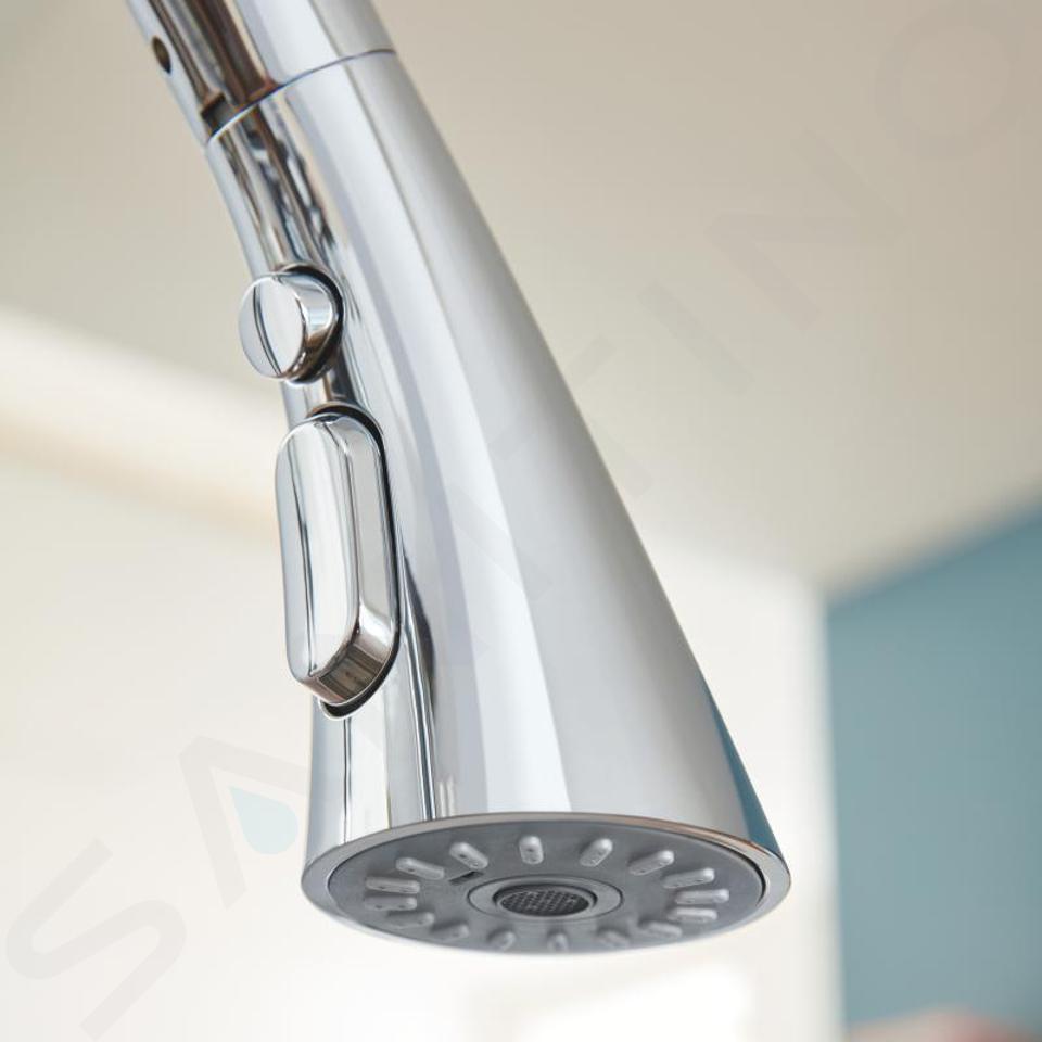 Grohe Zedra - Mitigeur d'évier avec douchette extractible, chrome 32294002,  mitigeur grohe 