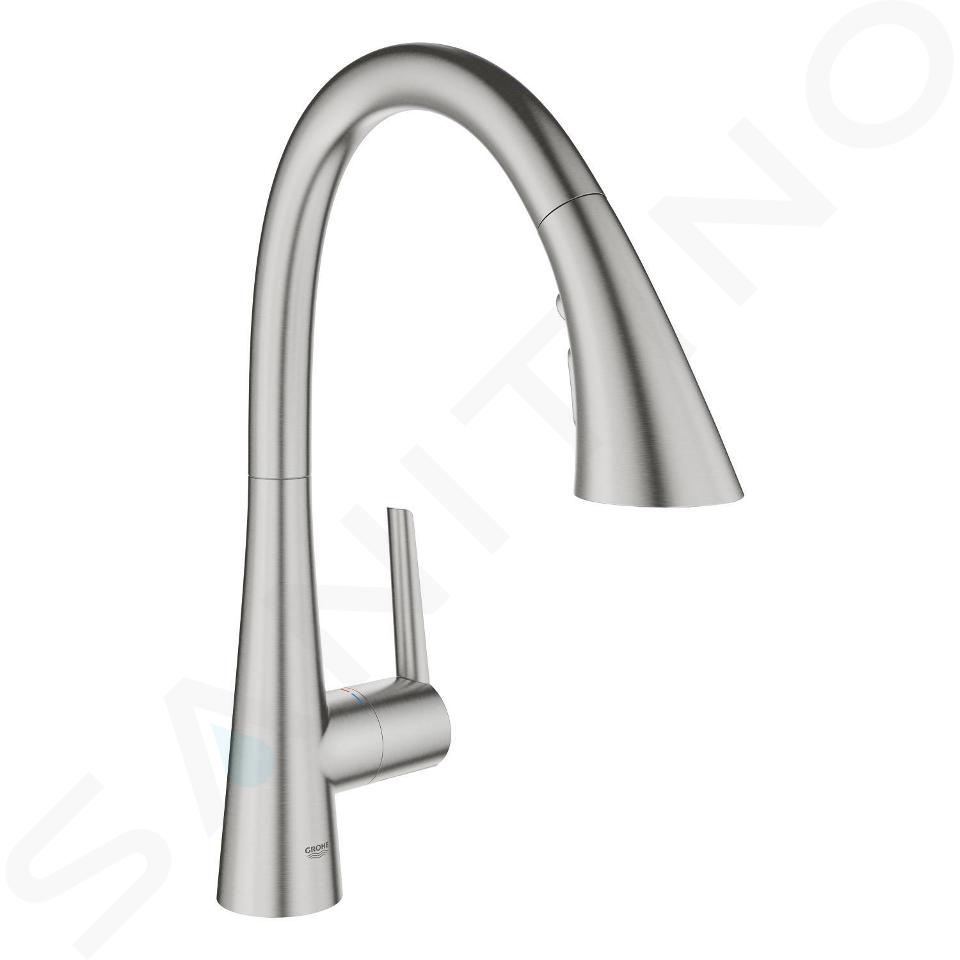 Grohe Zedra - Spültischarmatur mit ausziehbarer Geschirrbrause, SuperSteel 32294DC2