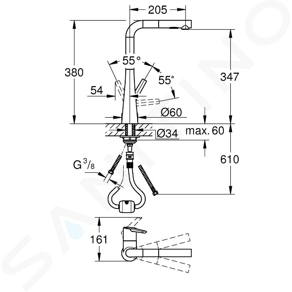  GROHE 33893002 Zedra Grifo de cocina extraíble cromado : Todo  lo demás