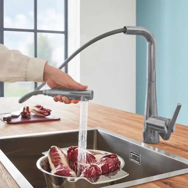 Grohe Miscelatore per lavello Start Supersteel con doccetta doppia  estraibile