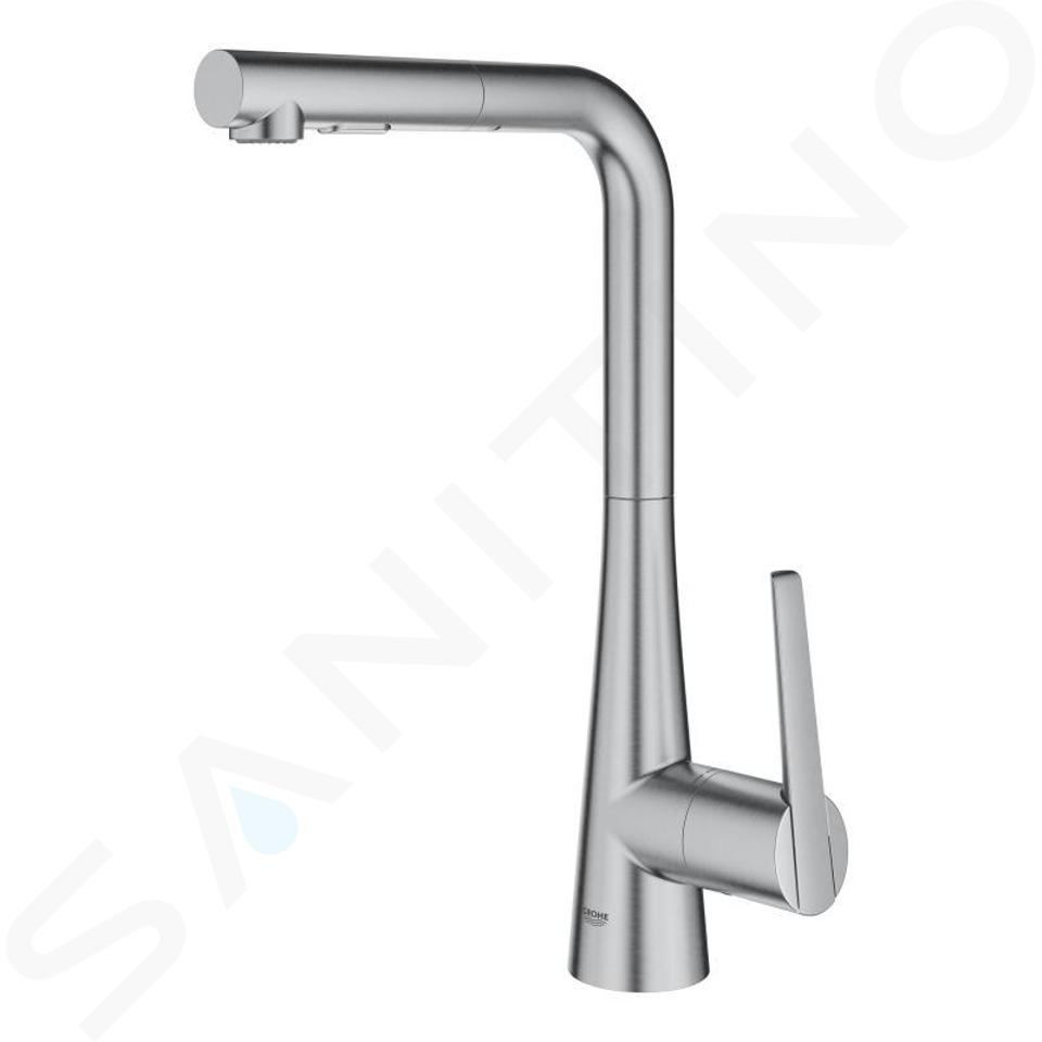 Grohe Zedra - Mitigeur d'évier avec douchette extractible, chrome 32294002