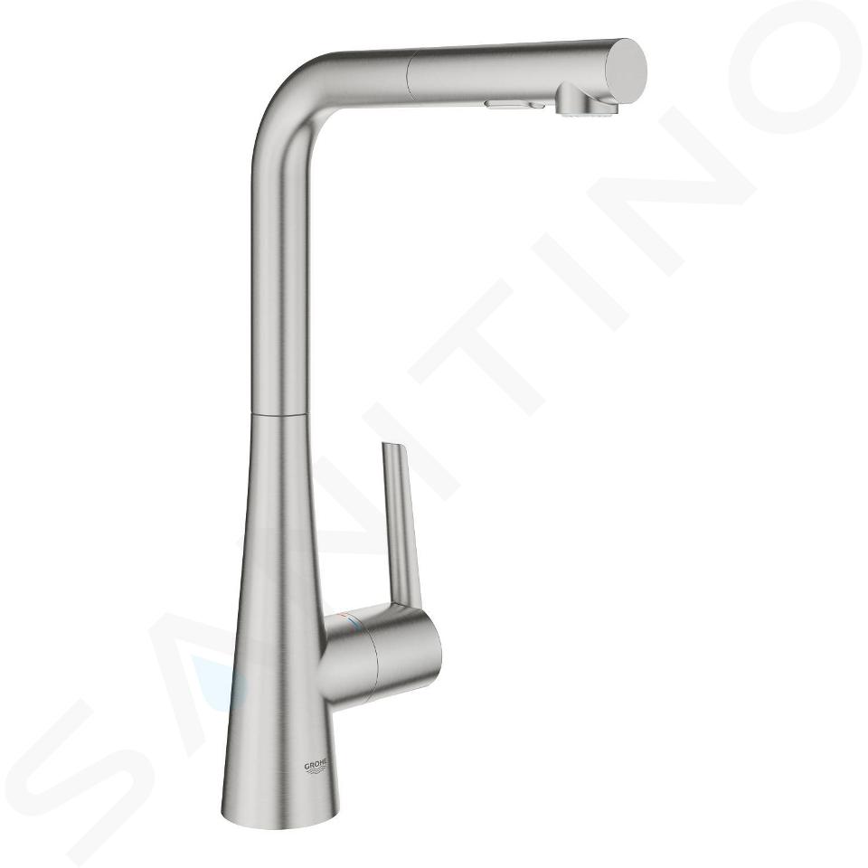 Grohe Zedra - Grifo de fregadero con ducha extraíble, supersteel 32553DC2