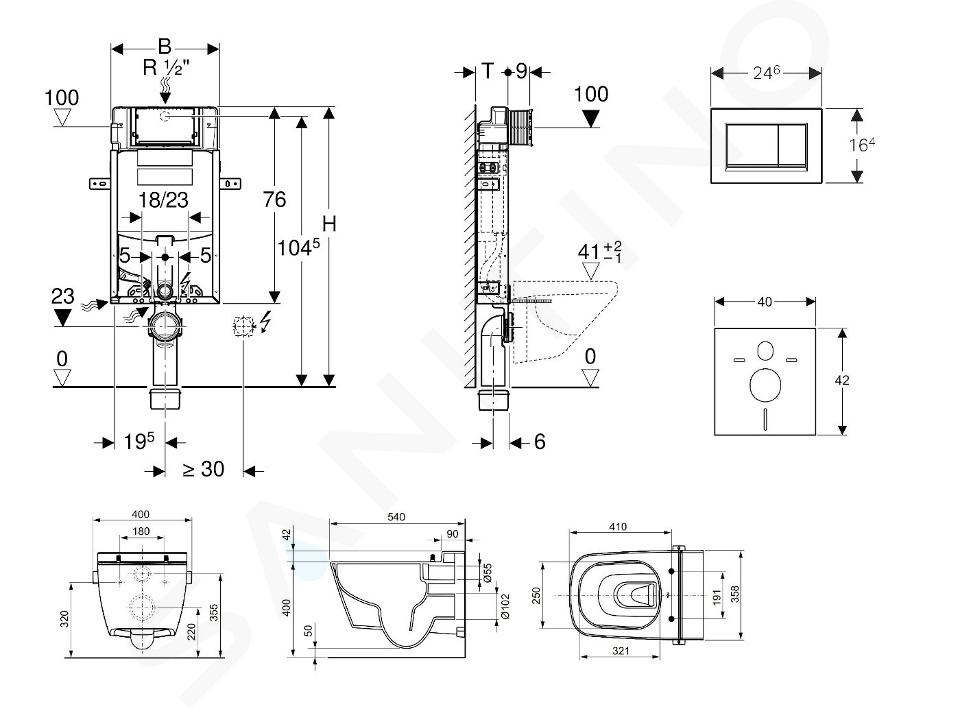 Geberit Combifix - Modulo di installazione per WC sospeso, altezza 1,08 m  110.302.00.5