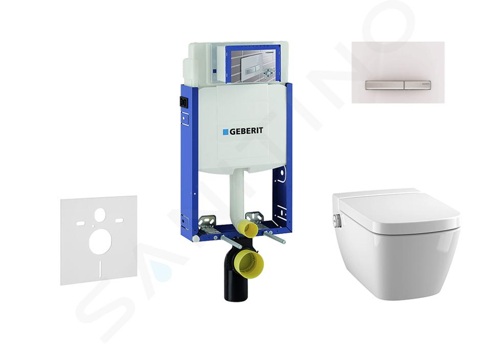 Geberit Kombifix - Modul na závesné WC s tlačidlom Sigma50, alpská biela + Tece One - sprchovacia toaleta a doska, Rimless, SoftClose 110.302.00.5 NT8