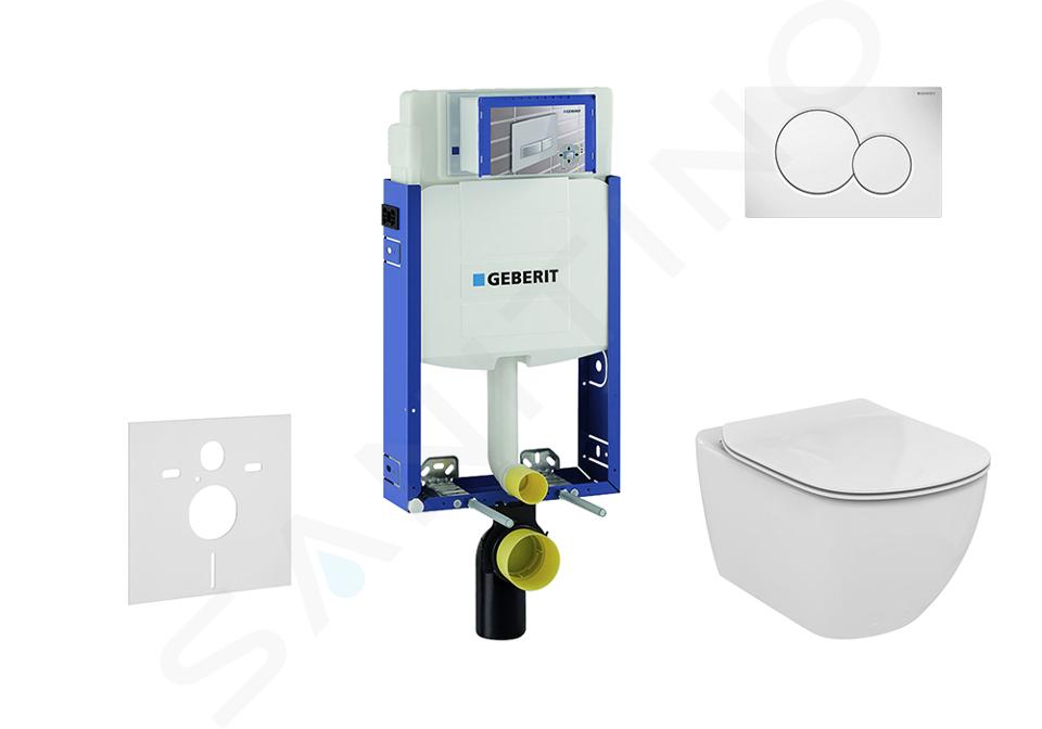 Geberit Kombifix - Installationselement für Wand-WC  mit Betätigungsplatte SIGMA01, Alpinweiß + Standard Tesi  -  WC und WC Sitz, Aquablade, SoftClose 110.302.00.5 NU1