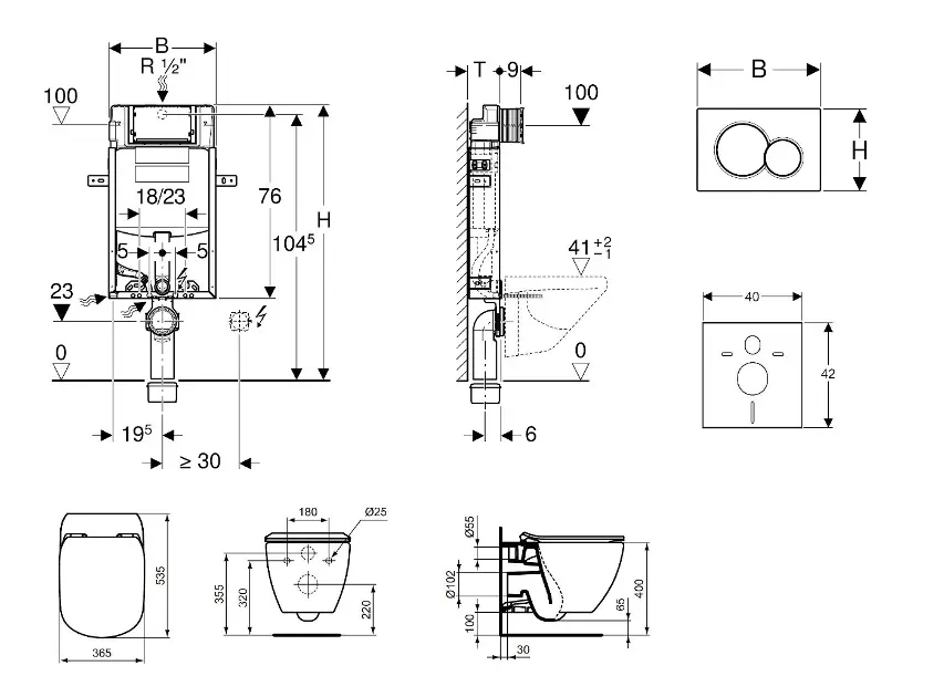 Kit installazione wc sospesi Combifix Sigma8 da incasso