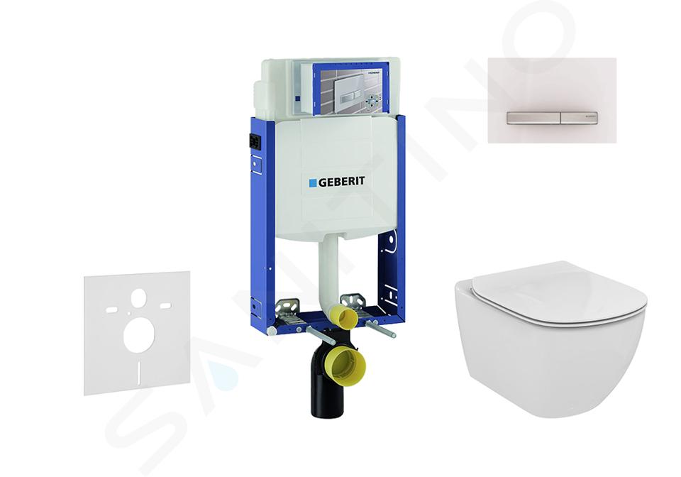 Geberit Kombifix - Modul pro závěsné WC s tlačítkem Sigma50, alpská bílá + Ideal Standard Tesi - WC a sedátko, Aquablade, SoftClose 110.302.00.5 NU8