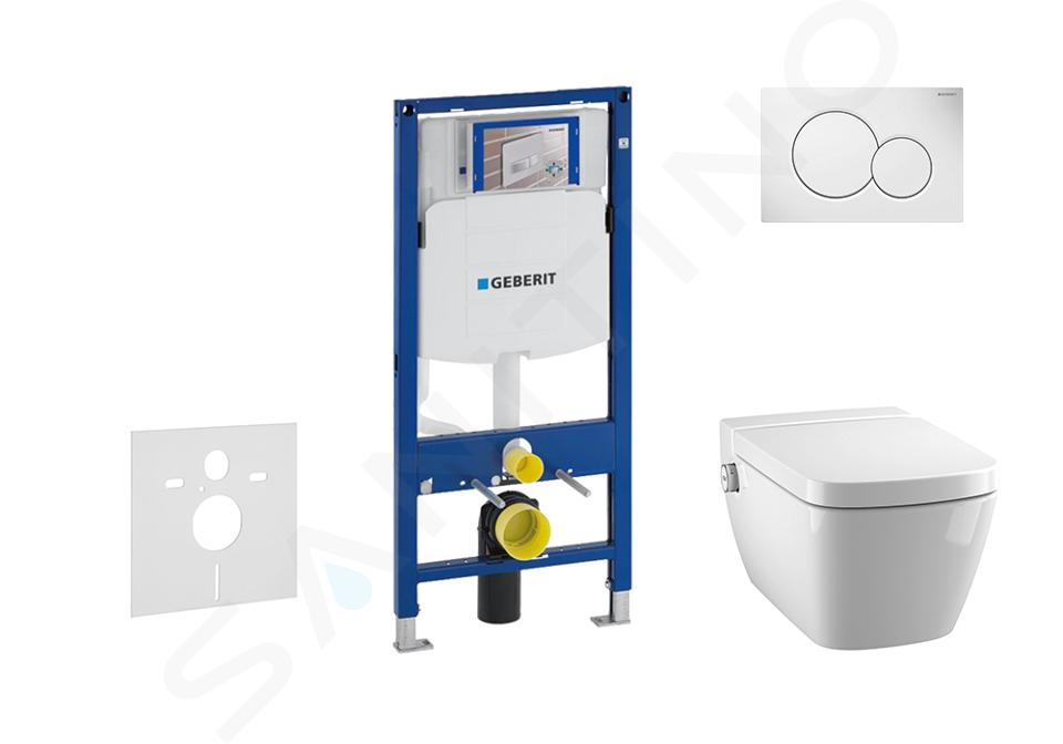 Geberit Duofix - Set pentru instalare încastrată, toaletă și capac Tece One, clapetă Sigma01, Rimless, SoftClose, alb alpin 111.300.00.5 NT1