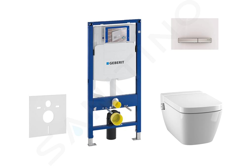 Geberit Duofix - Installationselement für Wand-WC  mit Betätigungsplatte SIGMA50, Alpinweiß + Tece One  - Dusch WC und WC Sitz, randlos, SoftClose 111.300.00.5 NT8