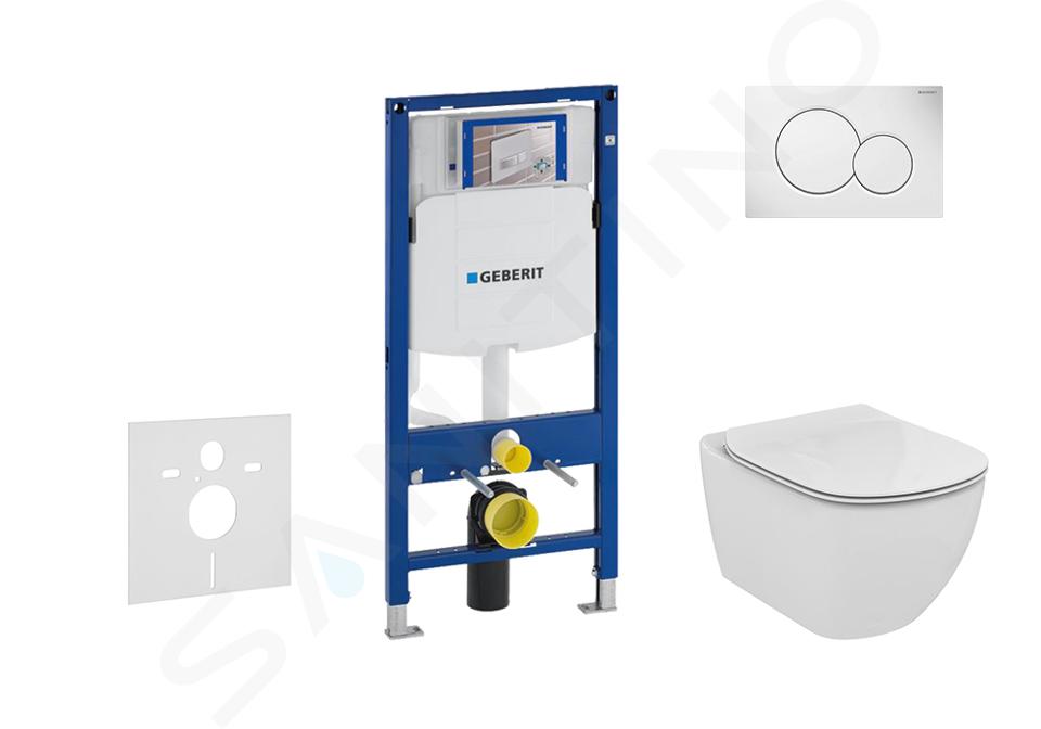 Geberit Duofix - Set voorwandinstallatie, toilet en zitting Ideal Standard Tesi, bedieningspaneel Sigma01, Aquablade, SoftClose, alpine wit 111.300.00.5 NU1