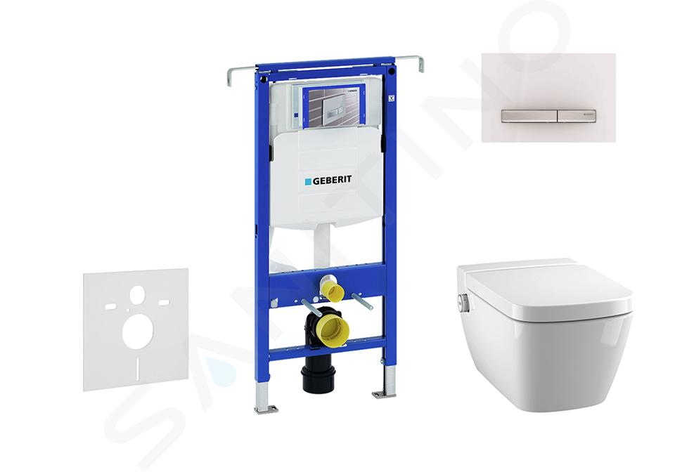 Geberit Duofix - Modul pro závěsné WC s tlačítkem Sigma50, alpská bílá + Tece One - sprchovací toaleta a sedátko, Rimless, SoftClose 111.355.00.5 NT8