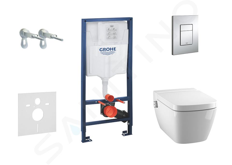 Grohe Rapid SL - Módulo de instalación en pared, ducha de bidé y asiento Tece, botón Skate Cosmo, rimless, SoftClose, cromo 38528SET-KT